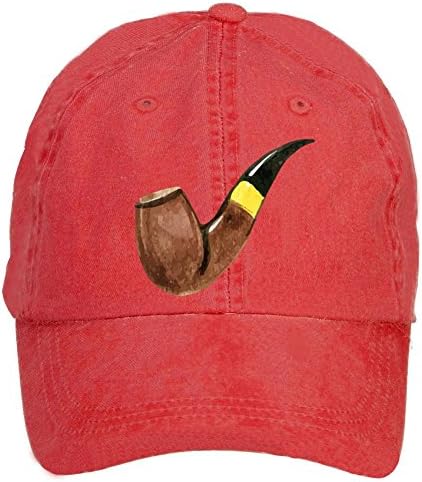 Qikdg Custom Adjustable Finny Drawing Pipe Baseball Caps-Washed 100% Cotton Red
