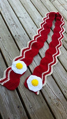 Handmade bacon and egg crochet scarf - Free SHIPPING -Back in stock