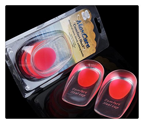 ISHOWStore Pain Relief Soft Gel Shoe Insole Silicone Heel Support Orthotic Feet Cushion for Men and Women (Red-Women)
