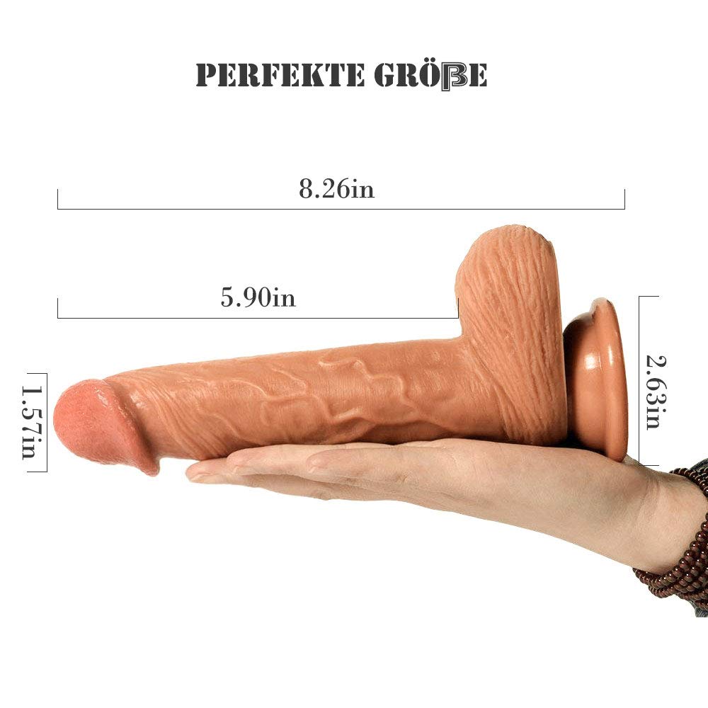 Realistischer Dildo mit Starkem Saugnapf,Lnabni weichen Zwei Layer Silikon Dilos Sexspielzeug mit prallen Hoden,Perfekter Analdildo,Real Dong Anal Plug Penis Nachbildung ,21.5cm