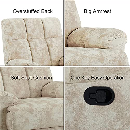 Bonzy Home Overstuffed Recliner Velvet Fabric Recliner Chair Heavy