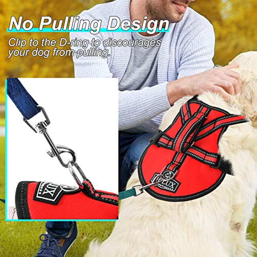 Bolux No Pull Dog Harness, Handmade Adjustable Pet Reflective Oxford Soft Vest Harness with Leash Clips for Small Medium Large Dogs, Pet No-Choke Harness with Nylon Handle