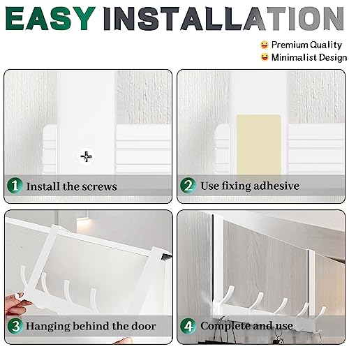 MIVITOOM Over Door Hanger with 5 Hooks,Heavy Duty Hooks for Coat, Towel, Keys and Bag Storage (White), 11CM-WHITE-5HOOKS