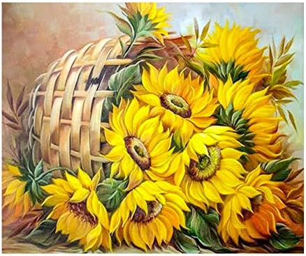 DIY 5D Diamond Flower Painting Set Diamond Craft Canvas Wall Decoration (11.8x15.7inch, Sunflower)