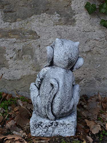 gartendekoparadies.de Gargoyle auf Sockel, Steinfigur, H. 40 cm, 18 kg, Grau, frostsicher aus Steinguss für Außenbereich – Bild 6