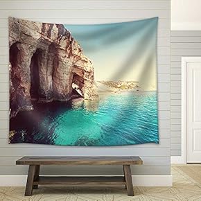 Beautiful Sea Landscapes on Zakynthos Island in Greece - Fabric Wall Tapestry Home Decor - 51x60 inches