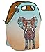Artovida Artists Collective Insulated Neoprene Lunch Bag - Washable Soft Lunch Tote for Work and Picnic - Design by Monika Strigel (Germany) Elephant - Classic