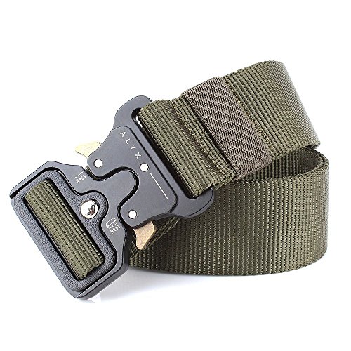 Mens Tactical Belt, W/1.5"-1.7" Military Nylon Waist Belt with Metal Buckle Adjustable Combat Equipment Belt Heavy Duty Army Training Carry Waist Belt (Green Army W/1.7 inches)