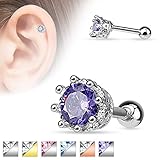 Vintage Victorian Antique Style 8 Prong Set CZ Tragus Barbell 316L Surgical Steel Cartilage Bar Helix Piercing 16g