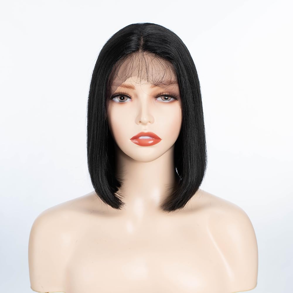 Rebecca Fashion Short Bob Synthetic Wigs 10 Inch Lace Front Middle Part Wig with Baby Hair