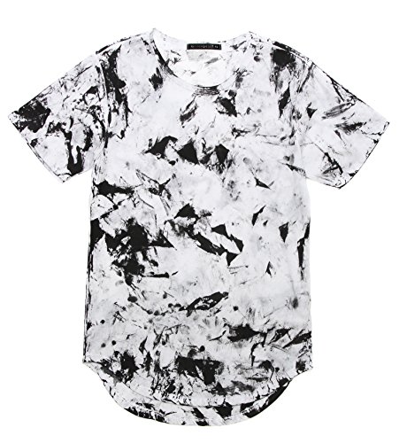 Kayden k men s garment dye scallop hem longline t shirt…