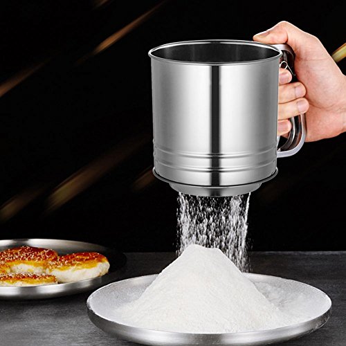 VKTECH Stainless Steel Flour Sifter Mesh Sieve Cup Baking Icing Sugar Sifter Bake Tool (Large)
