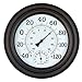 WiHoo 15 Inch Indoor/Outdoor Thermometer with Hygrometer, Stainless Steel Enclosure, Decorative Wall Thermometer for Home, Office, Study Room