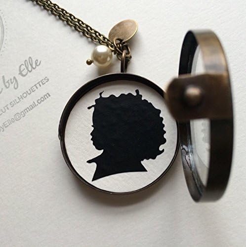 Custom Hand Cut silhouette with Antique Brass Glass Shadow Box Locket