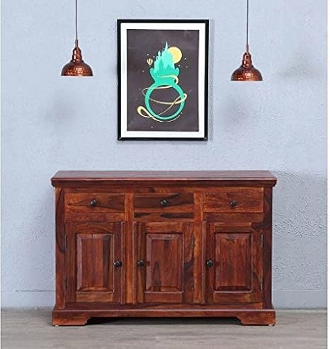 CK Handicrafts Sheesham Wood Multipurpose Storage Cabinet for Living Room | 3 Drawer and 3 Door | Teak Finish