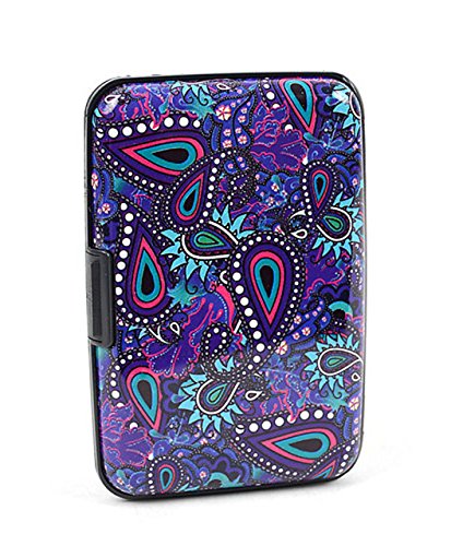 Aluminium Wallet Credit Card Holder with RFID Protection - Paisley