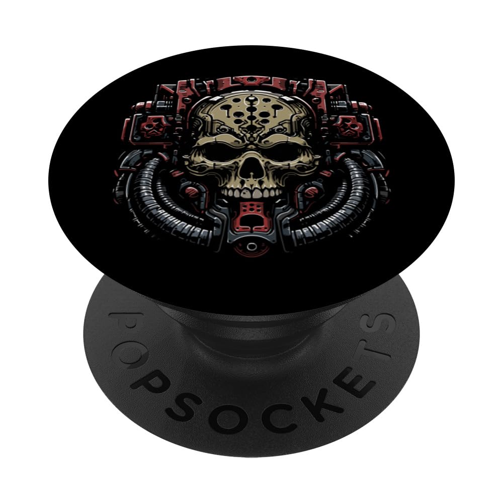 Tech Skull Futuristic Mechanical Skull Bot Future Technology PopSockets Swappable PopGrip — image 1