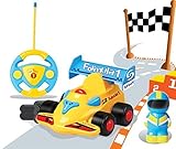 Cartoon R/C Race Car Radio Control Toy for Toddlers (Yellow)