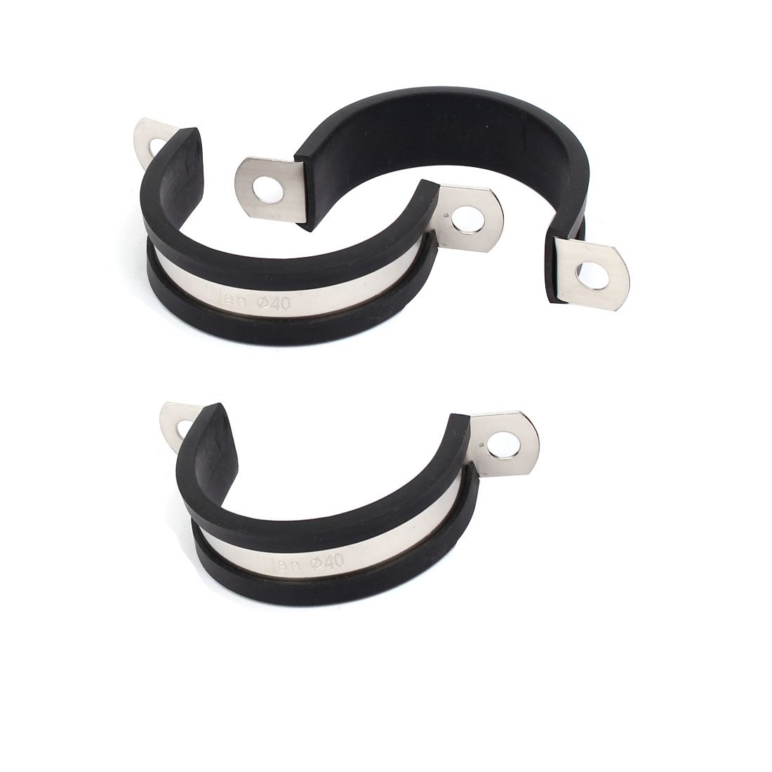 Sourcingmap 40mm Dia EPDM Rubber Lined U Shaped Pipe Tube Wire Clamps Clips 3pcs