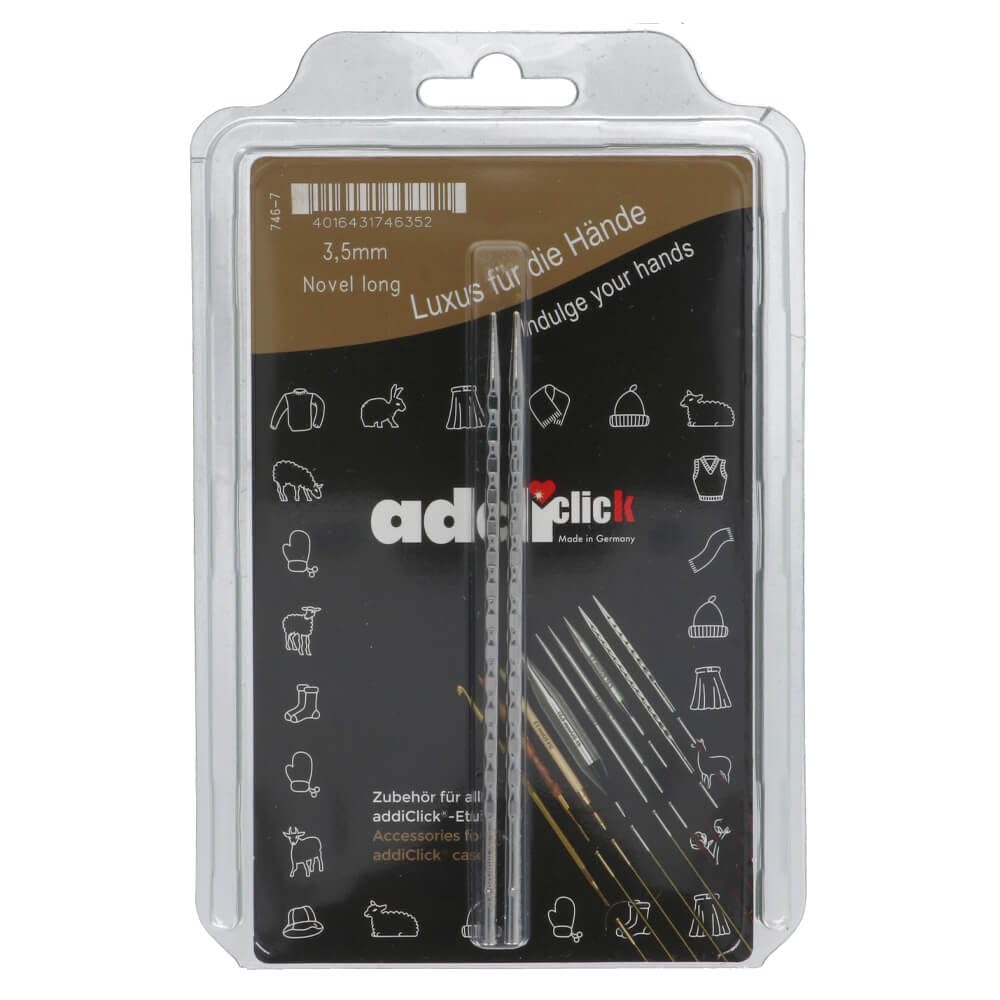 Addi Click Novel Lace Long Tips, Metal, 3.50mm (UK 10 / US 4), 3.5mm