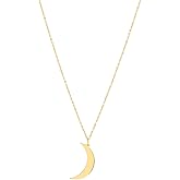Glimmerst Crescent Moon Necklace, 18K Gold Plated Stainless Steel Crescent Moon Pendant Necklace Delicate Dainty Crescent Necklace for Women