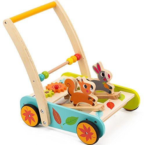 cossy Wooden Baby Learning Walker Toddler Toys for 1 Year Old Rabbit and Roll Cart Push and Pull Toy