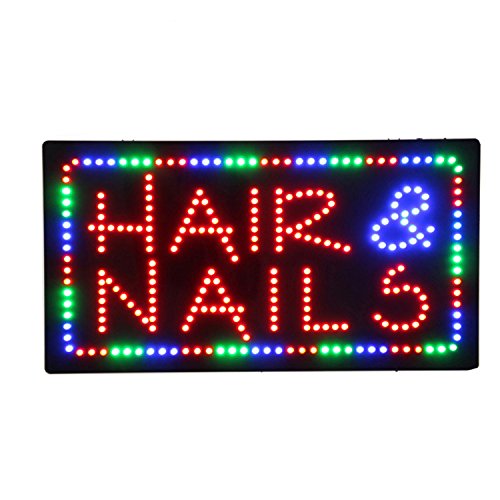 LED Hair Nails Open Light Sign Super Bright Electric Advertising Message Display Board for Business Shop Store Window (27 x 15 inches) - Thumbnail 3