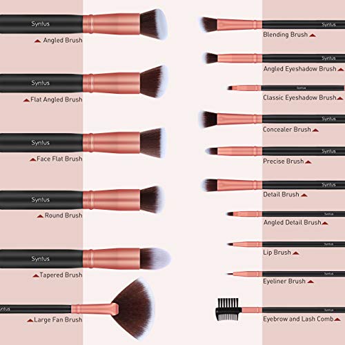 Syntus Makeup Brush Set, 16 Makeup Brushes & 4 Blender Sponge & 1 Brush
