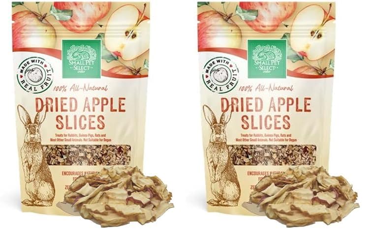 Small Pet Select - Dried Apple, a Natural Treat for Rabbits, Guinea Pigs, Gerbils, Hamsters, Mice, and Rats, 50g (Pack of 2)