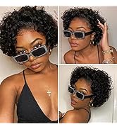 Rofa Short Curly Lace Front Wig Human Hair for Women Short Human Hair Pixie Curly Lace Front Wigs...
