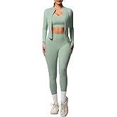 3 Piece Women’s Workout Set – Zip-Up Jacket, Sports Bra & High-Waist Leggings – Stretchy Breathable Yoga Outfit