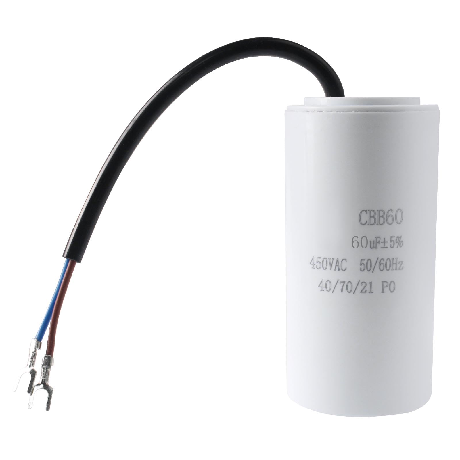 Photo 1 of CBB60 60uF uf ± 5% Motor Start Run Capacitor MFD 450VAC 50/60hz 40/70/21 PO Cylindrical - 1Pcs