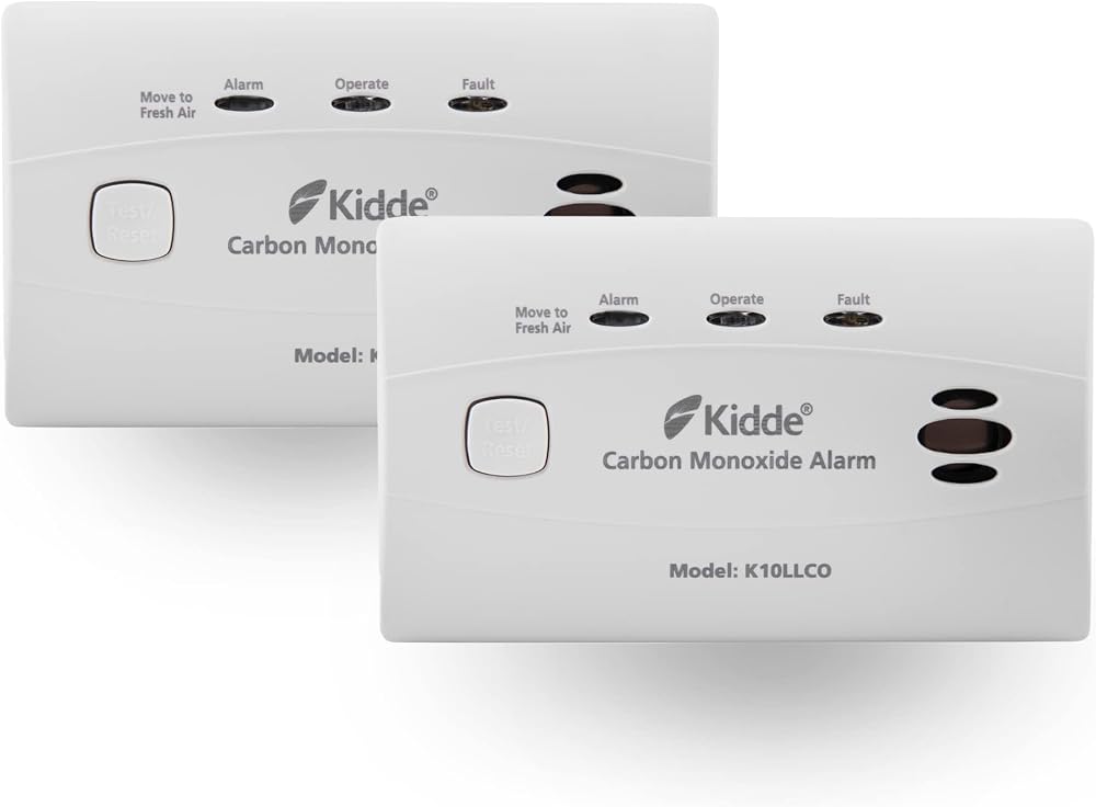 Kidde 10LLCO Ten Year Life Carbon Monoxide Alarm 2 Pack with Sealed Battery