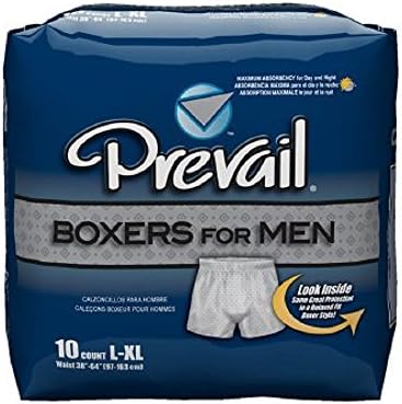 Prevail - Boxers for Men - Adult Absorbent Underwear - Pull On Large / X-Large Disposable Heavy Absorbency - 10/Bag - McK