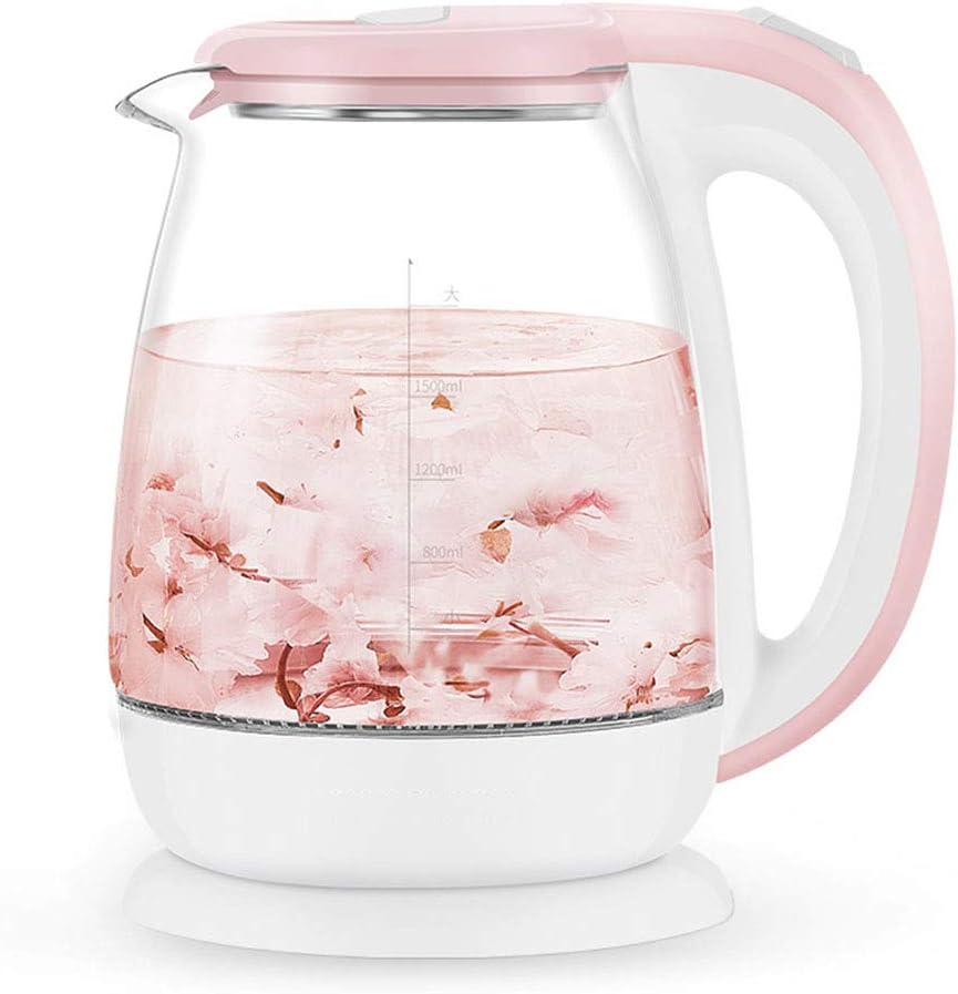 EOVL Glass Electric Kettle,Eco Water Kettle with Illuminated Led,Bpa Free Cordless Water Boiler with Stainless Steel Inner Lid & Bottom,Fast Boil Auto-off & Boil-dry Protection,1.8L 1500W