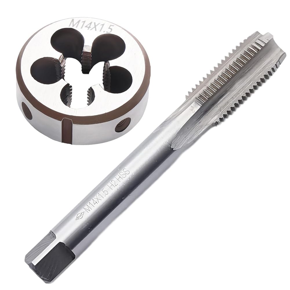 Teocpai M14 x 1.5mm Screw Tap and Die Set with Round Thread for Repair Nuts Bolts