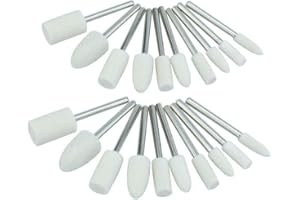 Luo ke 20 Pieces Compressed Wool Polishing Wheels Wool Felt Grinding Bits Buffing Tips with 1/8" Mandrel for Rotary Tool(Sanding Diameter : 4mm / 6mm / 8mm / 10mm / 12 mm)