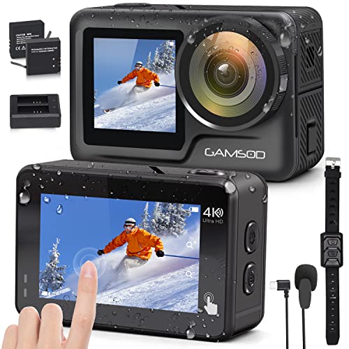 GAMSOD 4K Action Camera 20MP, Waterproof Underwater Cameras with