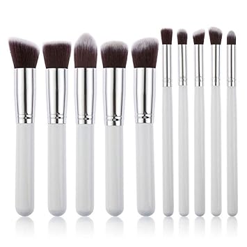 KYLIE Makeup Brush Set Cosmetic Foundation blending pencil brushes Beauty Tools Set of 10 (white)