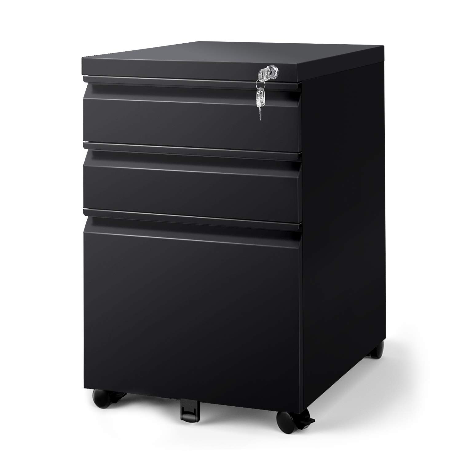 DEVAISE 3 Drawer Mobile File with Lock, Fully Assembled Except