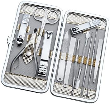 YOUSHANGJIA Manicure Pedicure Set Nail Clippers 12 In 1 Stainless Steel Professional Pedicure Kit Nail Scissors Grooming Kit with Travel Case filer nail clippers