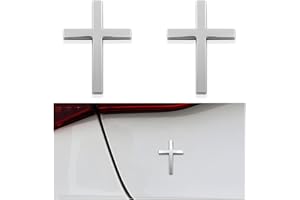 DXNQ 2PCS Metal Jesus Christ Cross Badge Stickers, 2.5"×1.8" Alloy 3D Individual Car Cross Sticker, Self Adhesive Scratch Covering Metal Cross Auto Emblem Decal for Car Body Fender Tail (Silver)
