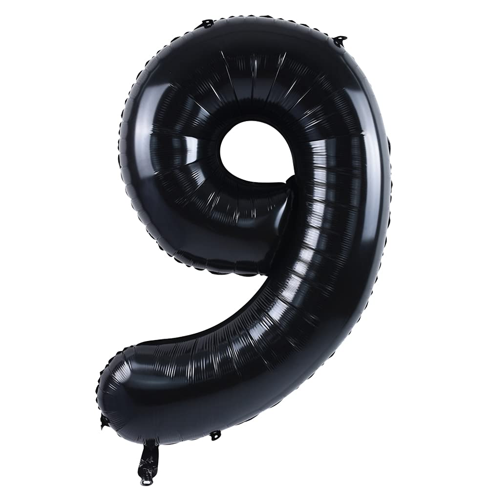 TONIFUL 40 Inch Black Large Numbers Balloons0-9,Number 9 Digit Helium Balloons,Foil Mylar Big Number Balloons for Birthday Party Supplies Decorations