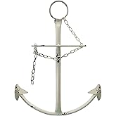 Nautical Anchor Wall Decor,Antique Metal Anchor Art Wall Decor With Chain for Bedroom Living Room Dorm Home/13" Antique Anchor with Chain Wall Decor,Antique Metal Anchor Farmhouse Decor(Creamy White)