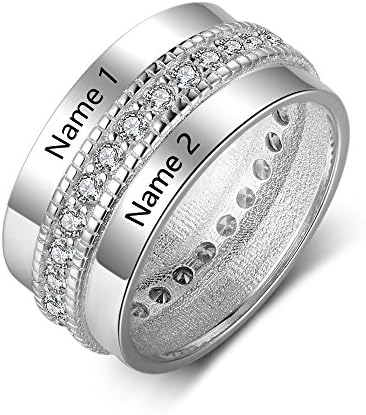 Ashleymade Personalized Promise Rings for Her Customized 2 Names Rings Couple Rings Engagement Rings for Women
