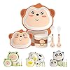H-HOMEWINS-5-Piece-Kids-Dinner-Set-Eco-Friendly-Bamboo-Tableware-Includes-Plate-Bowl-Cup-Fork-Spoon-Dishwasher-Safe-Dinnerware-for-Baby-Children-Monkey H HOMEWINS 5-Piece Kids Dinner Set Eco-Friendly Bamboo Tableware Includes Plate Bowl Cup Fork Spoon Dishwasher Safe Dinnerware for Baby Children (Monkey)