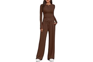 Trendy Queen Women's 2 Piece Sets Fall Outfits Long Sleeve Wide Leg Tracksuits Casual Lounge Set