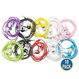 G14 Earbud Headphones Bulk Pack of 10, Basic Wired Earphones Wholesale Accessory for iPhone Smartphone Computer Laptop MP3 Chromebook School Classroom Event