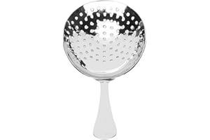 Stainless Steel Julep Strainer & Cocktail Spoon - 17.5cm/6.89in Professional Bar Tool for Mixing Drinks, Skimming, Straining 