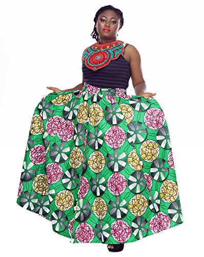 African Planet Women's Trees Wax Skirt Celestial Inspired Elastic Printed Waist Maxi